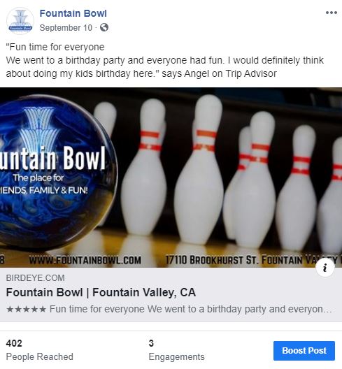 review posted to facebook