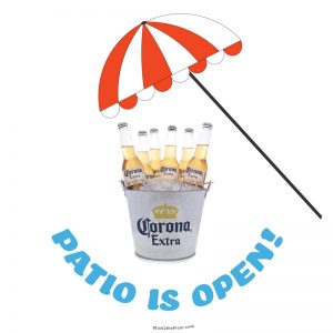 patio open with beer