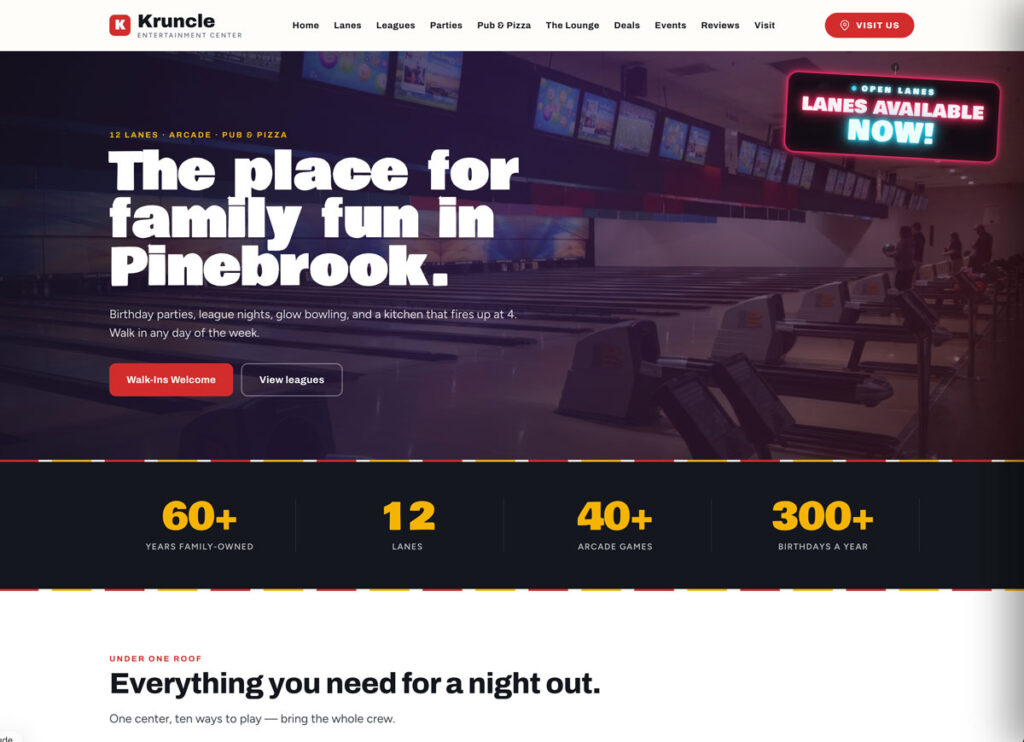 sample bowling website
