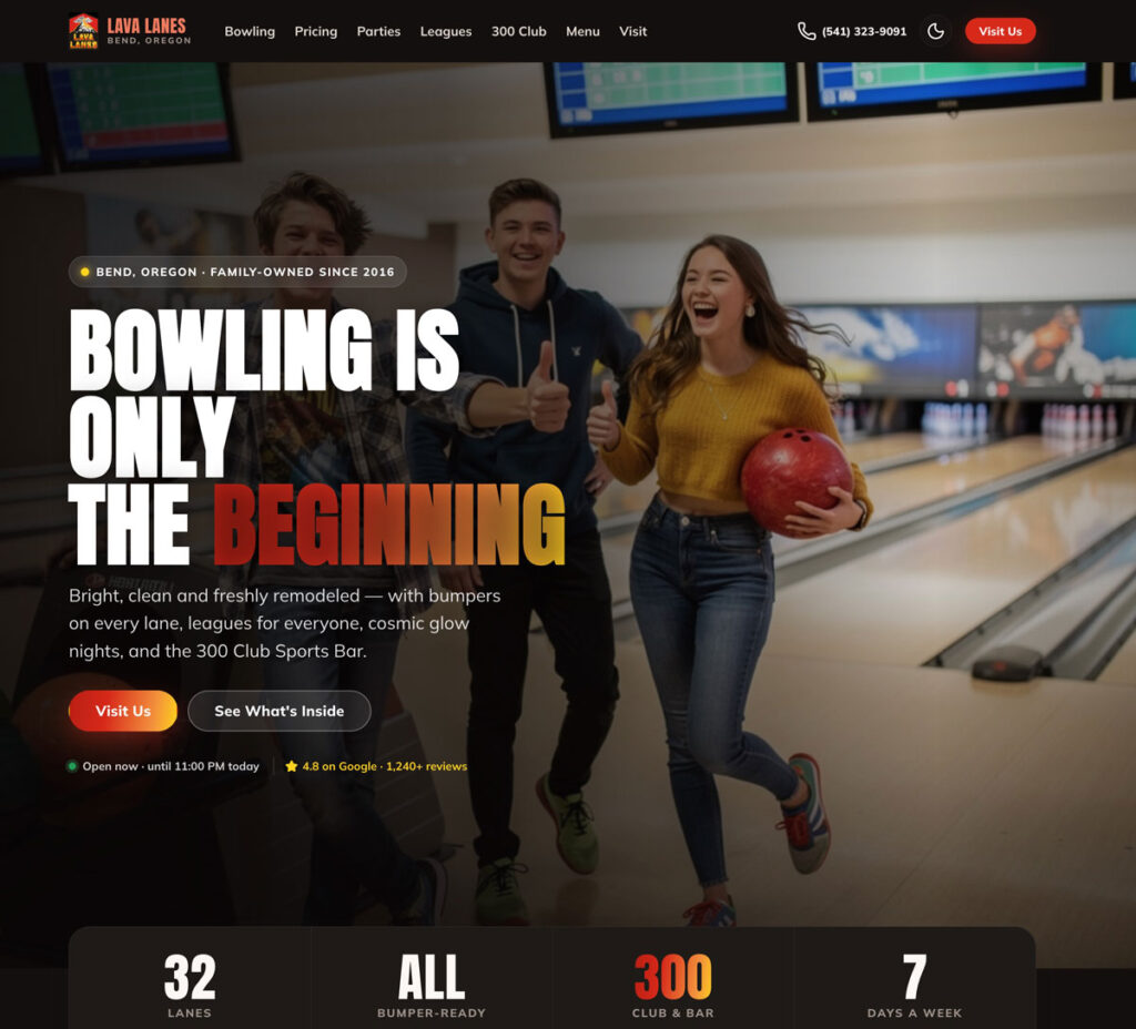 sample bowling website