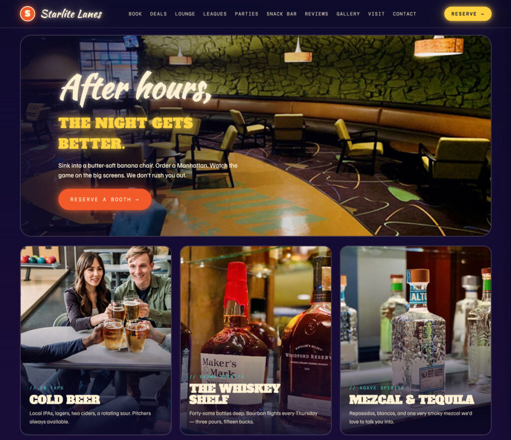 sample bowling website