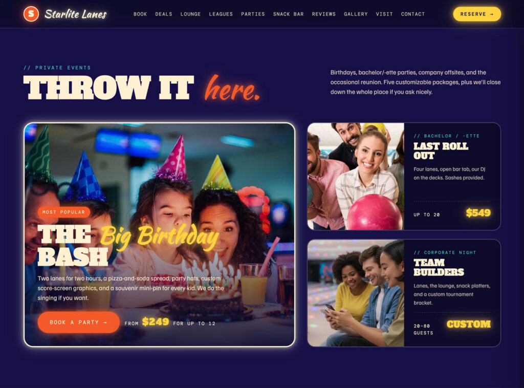 sample bowling website