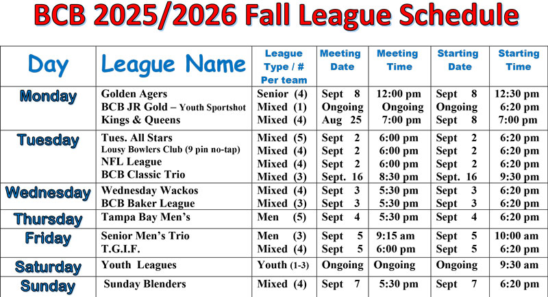 league schedule