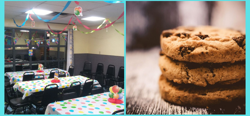 birthday room and cookies