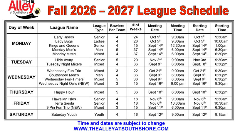 fall leagues