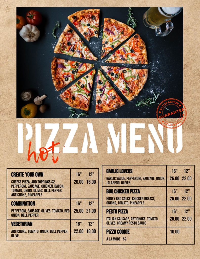 pizza menu