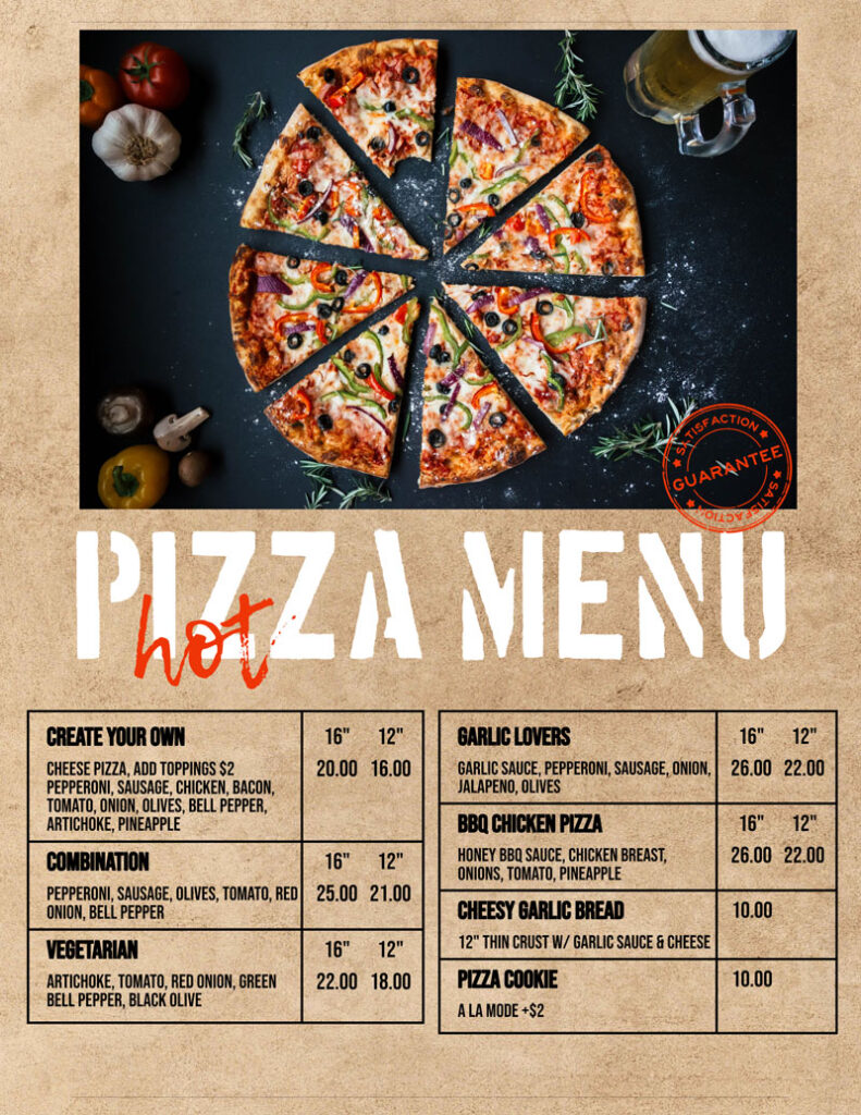 pizza menu