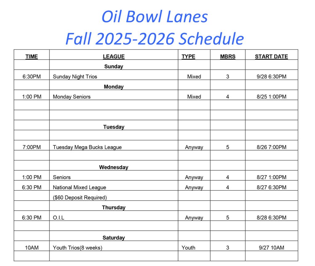 league schedule