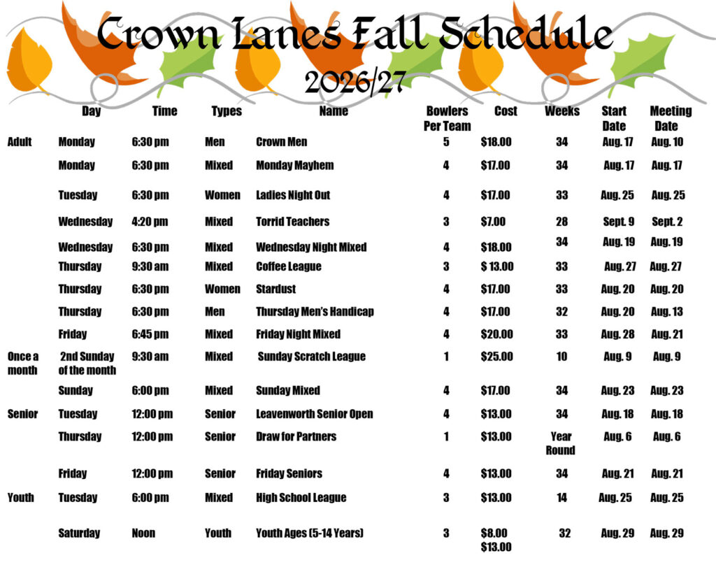 league schedule