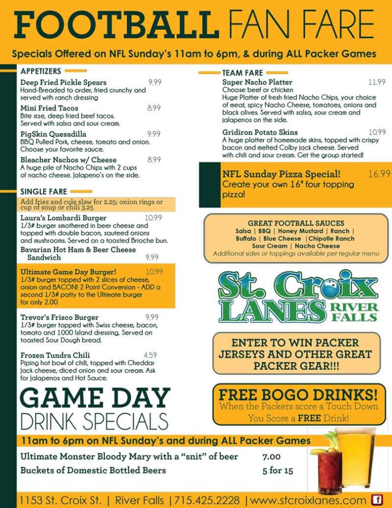 game day specials